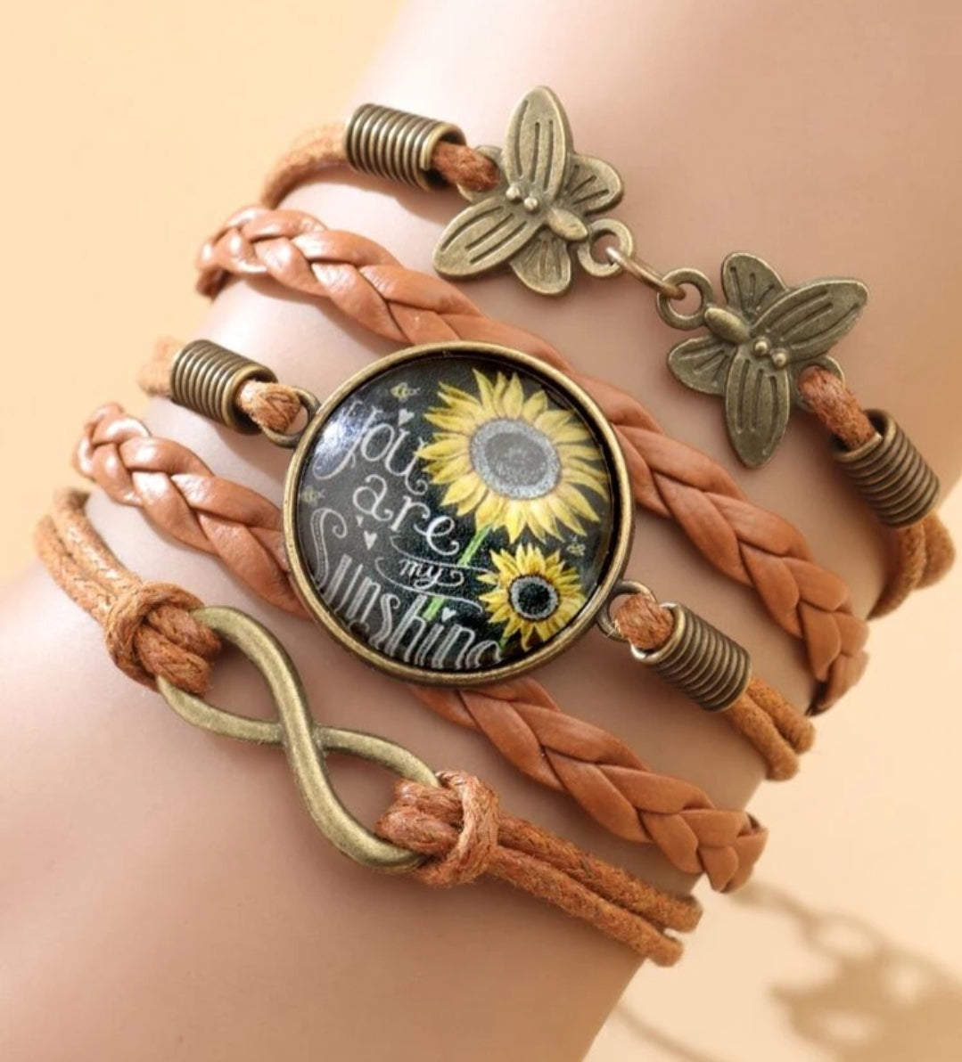 Sunflower, Infinity & Butterfly Bracelet